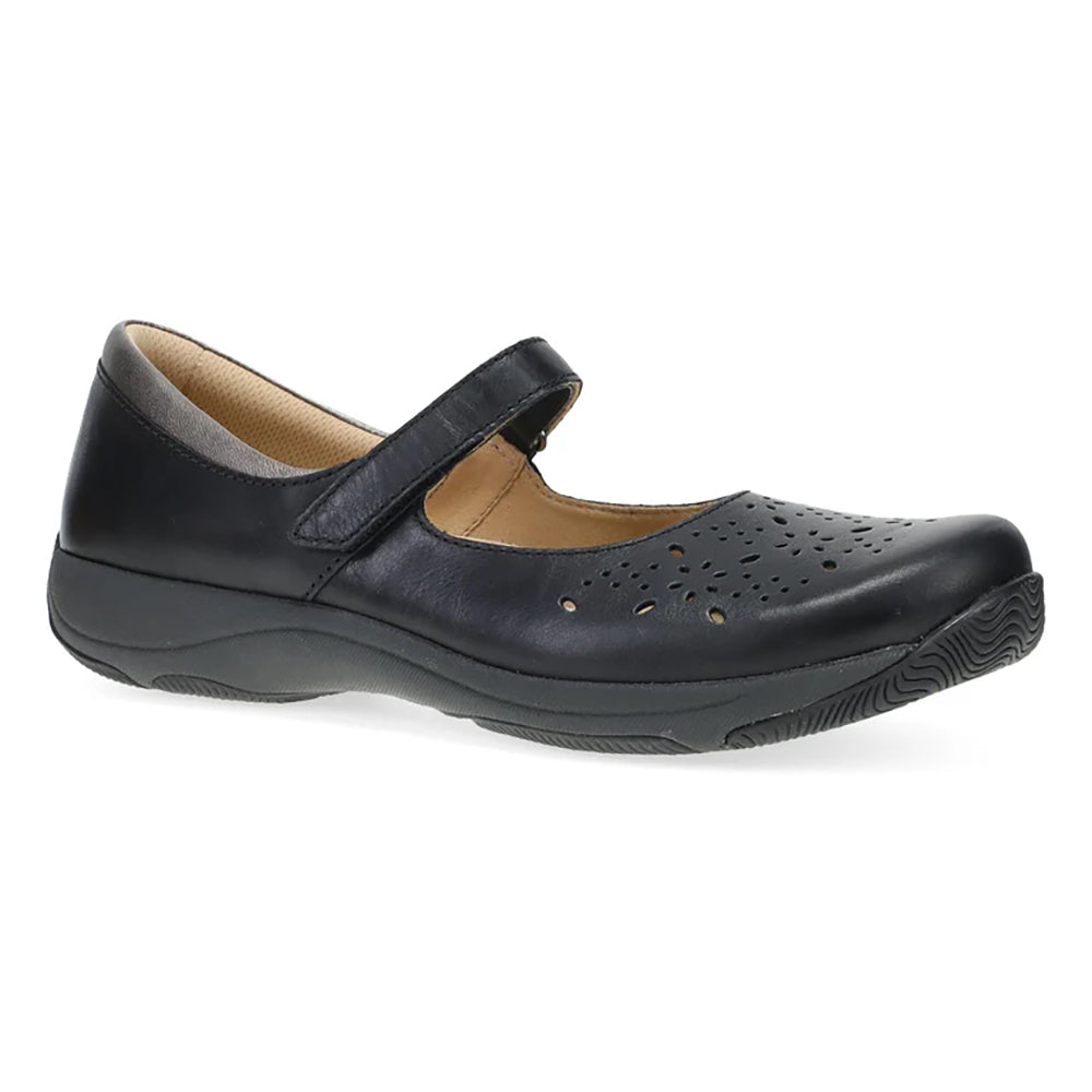 Dansko Stacy Wide Womens Shoes Black Waxy Burnished
