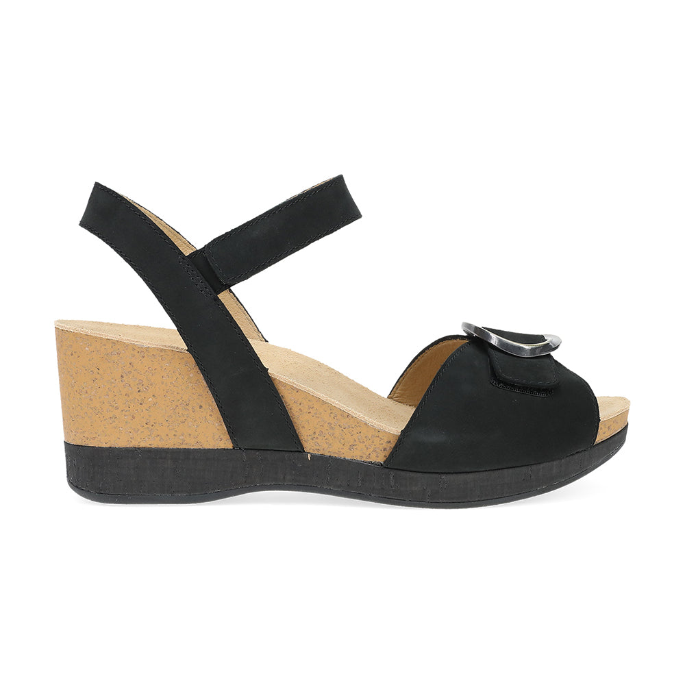 Dansko Stella Womens Shoes Black Milled Nubuck