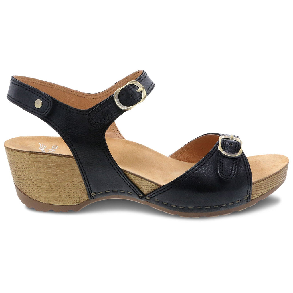 Dansko Tricia Sandal Womens Shoes Black Milled Nappa