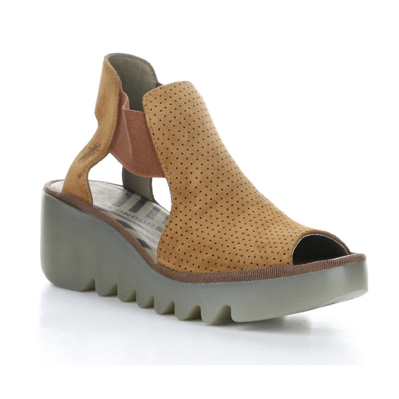 Fly London Wedge Sandal Biga412 Womens Shoes Cognac