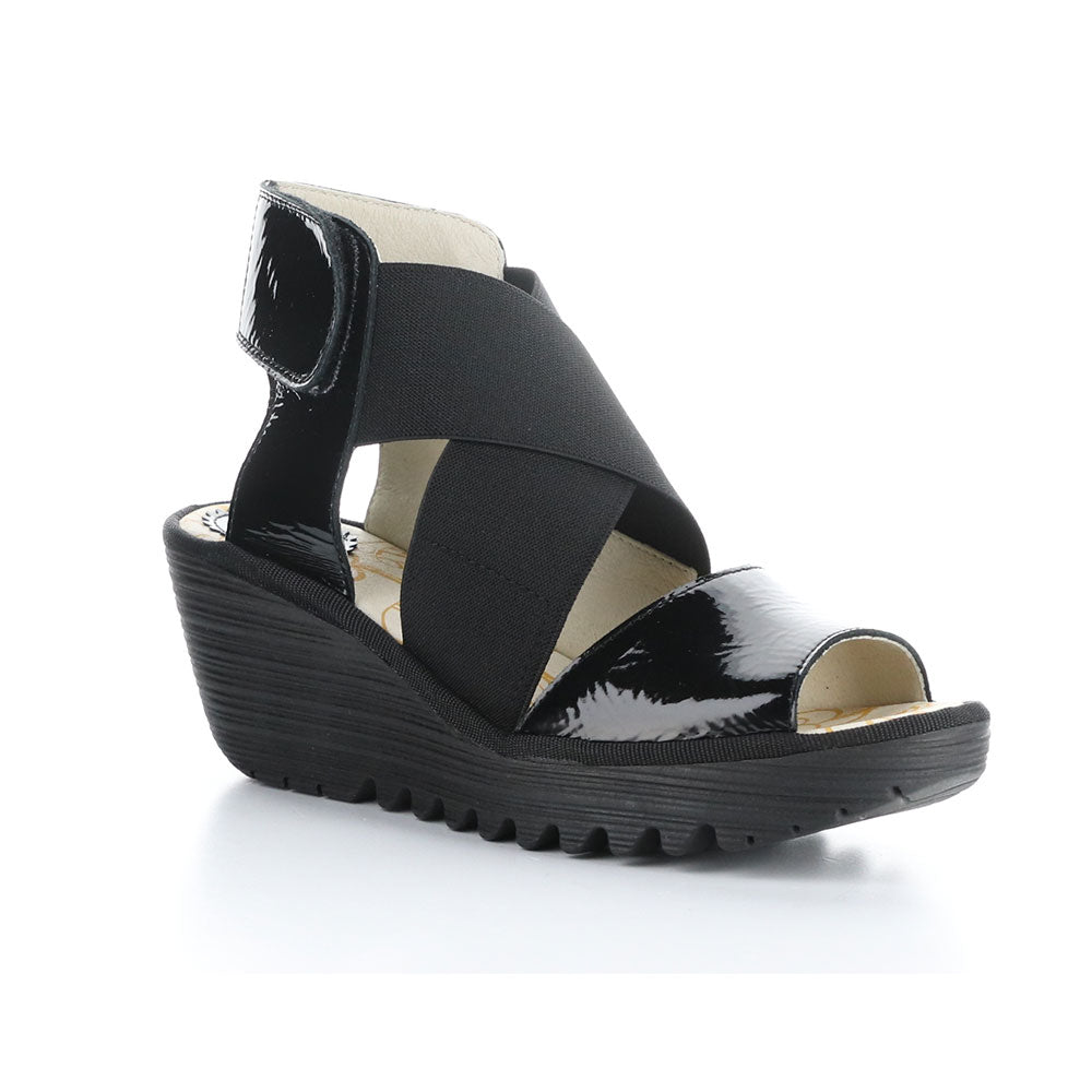 Fly London Yuba Women's Elastic Leather Wedge Sandal
