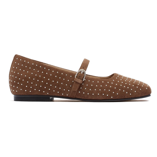 Frankie4 Hepburn Flat Womens Shoes Pecan Suede Stud