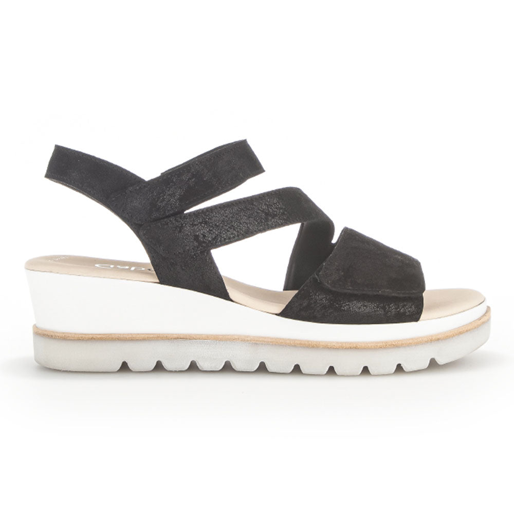 Gabor Cross Strap Low Heel Sandal 24640 Womens Shoes Black