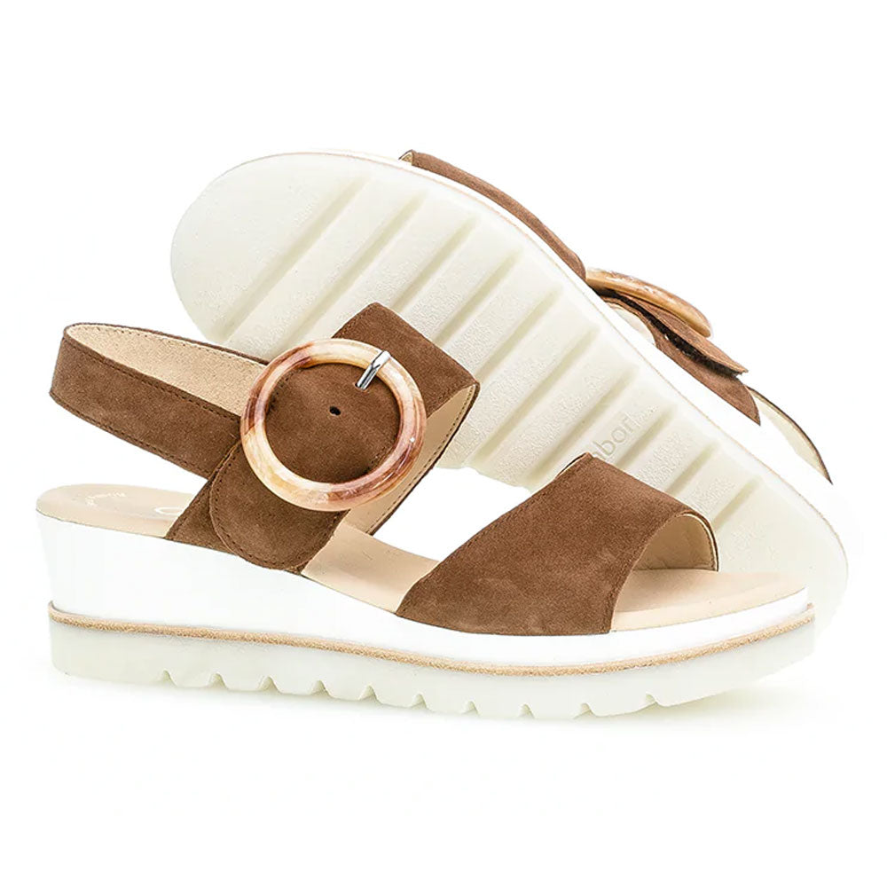 Gabor Buckle Strap Sandal 24645 Womens Shoes Caramel/Atlantik