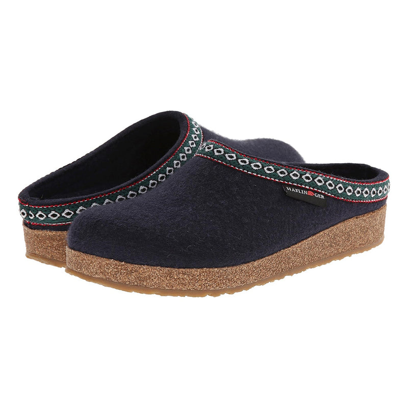 Haflinger Unisex GZ Classic Boiled Wool Clog Navy | Simons Shoes