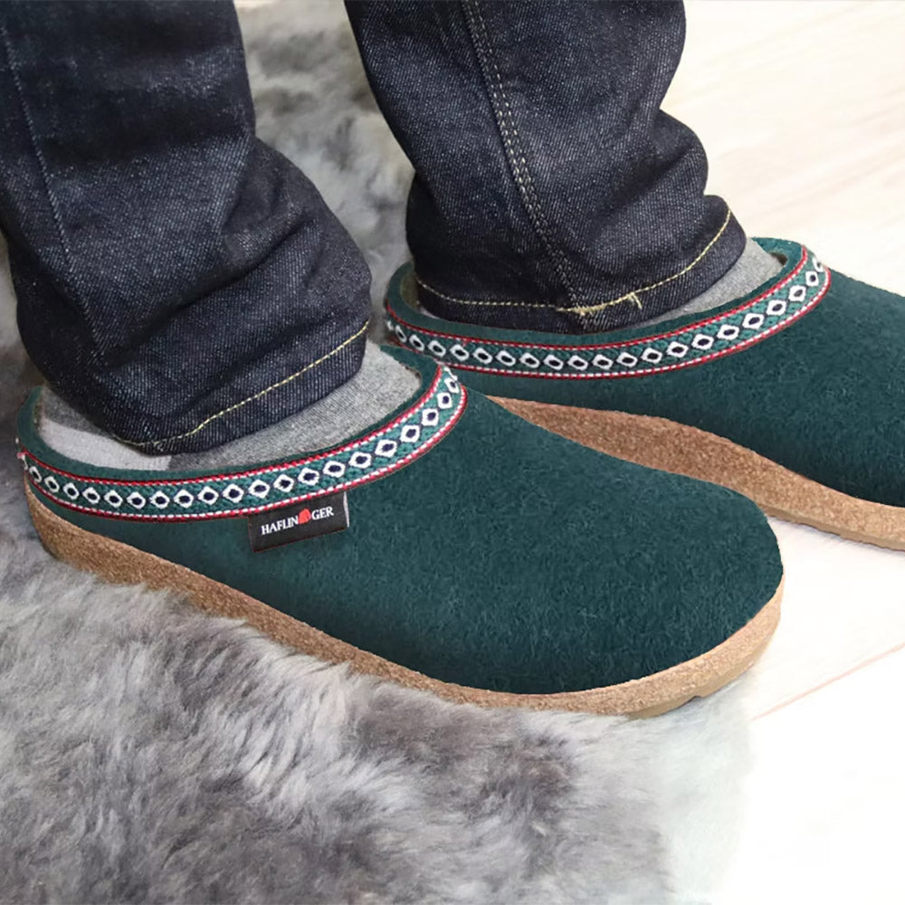 Haflinger Unisex GZ Classic Boiled Wool Clog Navy | Simons Shoes