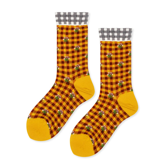 Hansel From Basel Picnic Crew Womens Hosiery Yellow