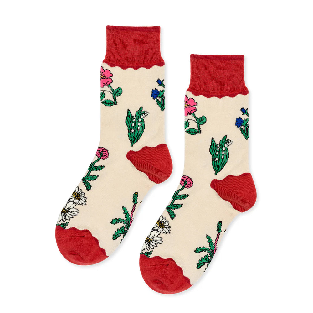 Hansel From Basel Retro Flower Crew Womens Hosiery