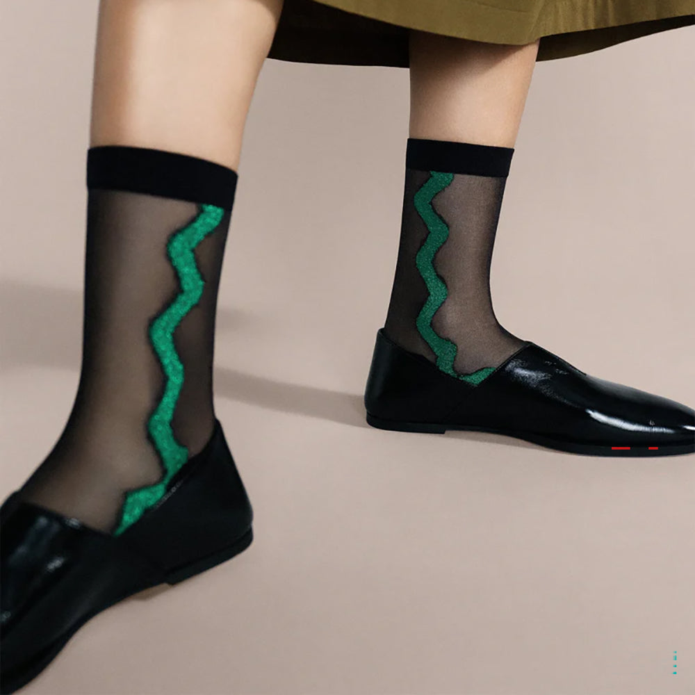Hansel From Basel Zig Zag Sheer Crew Womens Hosiery