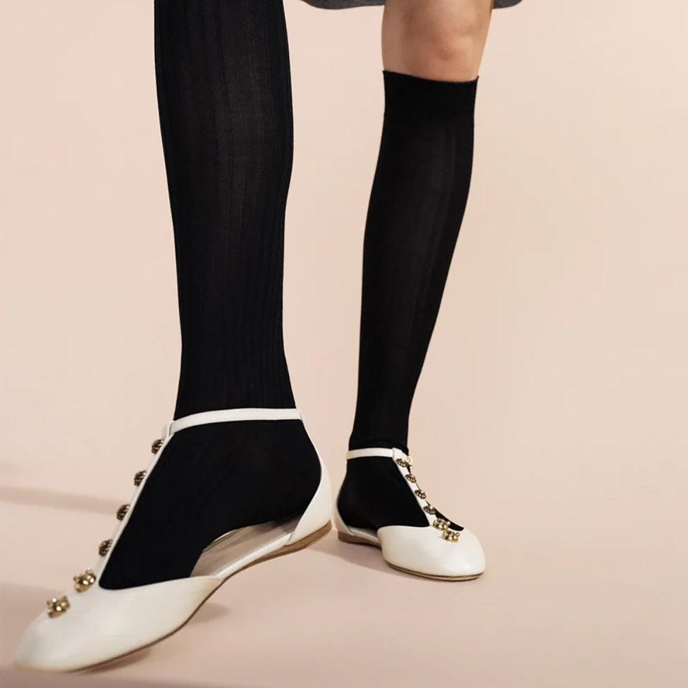 Hansel From Basel Bemberg Rib Knee Hi Womens Hosiery