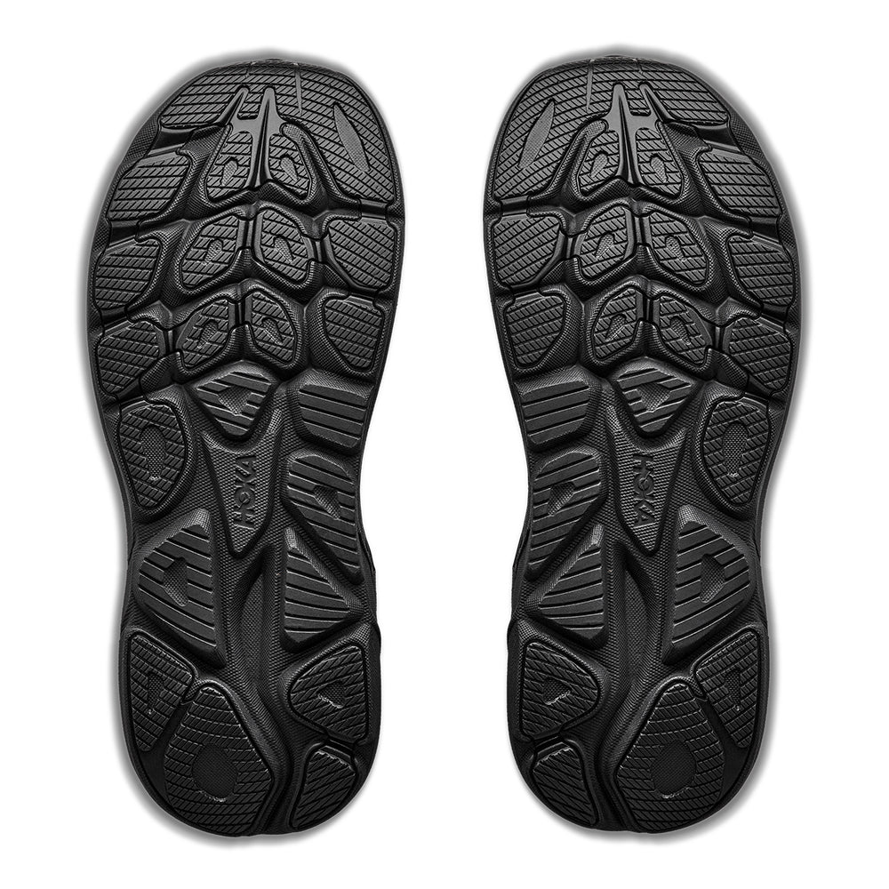 Hoka Women's Clifton 11 Black Black  Lace Up Comfort Cushioned Sneaker on White Background