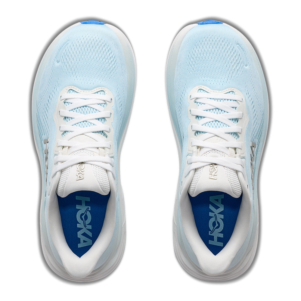 Hoka Women's Clifton 11 Light Blue Baby Blue and White Lace Up Comfort Cushioned Sneaker on White Background