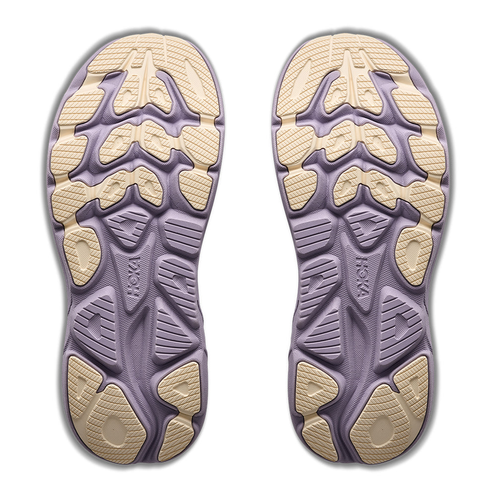 Hoka Women's Clifton 11 Light Purple Lavender and Grey Lace Up Comfort Cushioned Sneaker on White Background