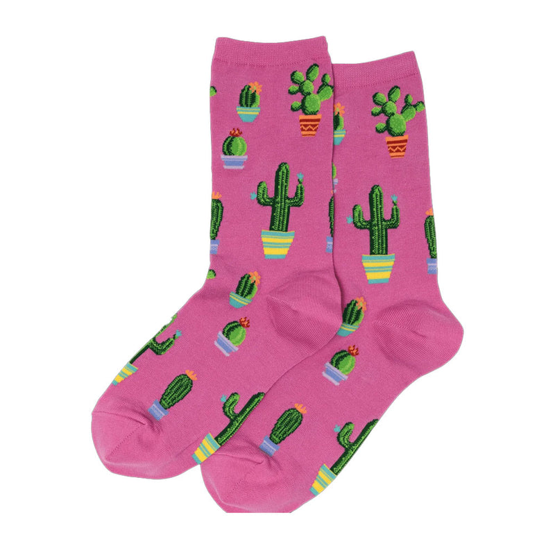 Hot Sox Women's Potted Plants Crew Socks (047852233620) Womens Hosiery Periwinkle