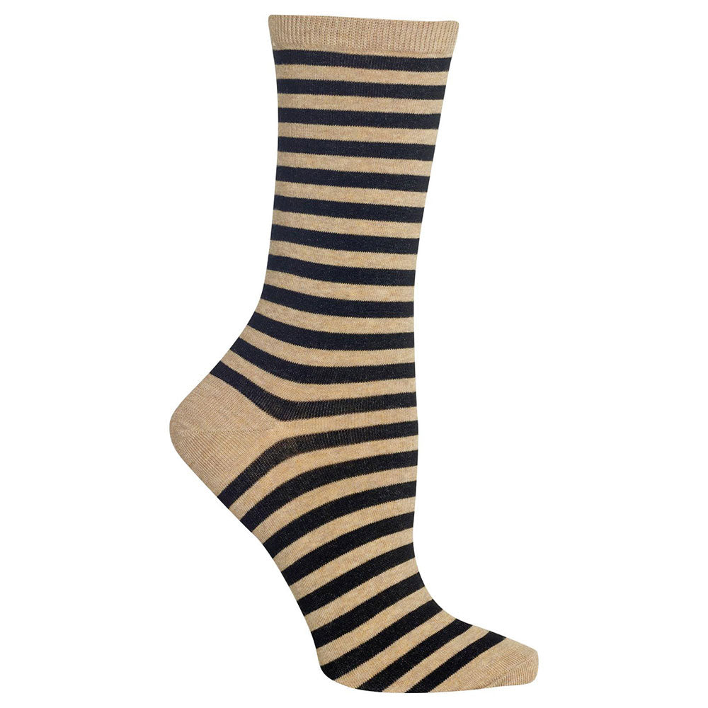 Hot Sox Thin Stripe Crew Sock Womens Hosiery Lt Oat H