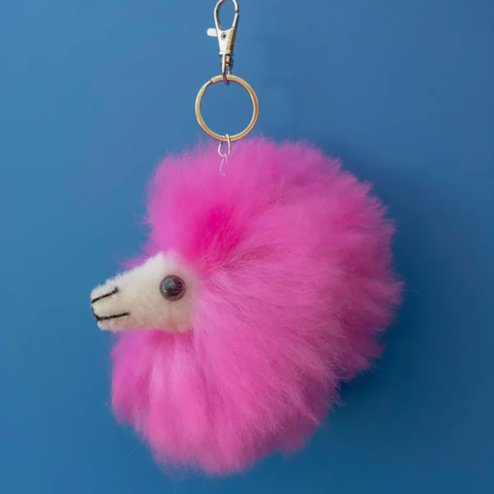 Inspired Peru Happy Alpaca Keychain Accessories hot pink