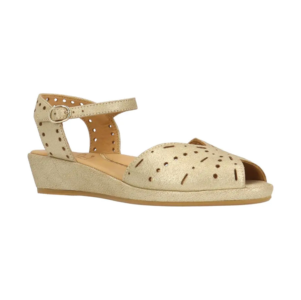 L'Amour Des Pieds Brenn Peep Toe Sandal Womens Shoes Gold