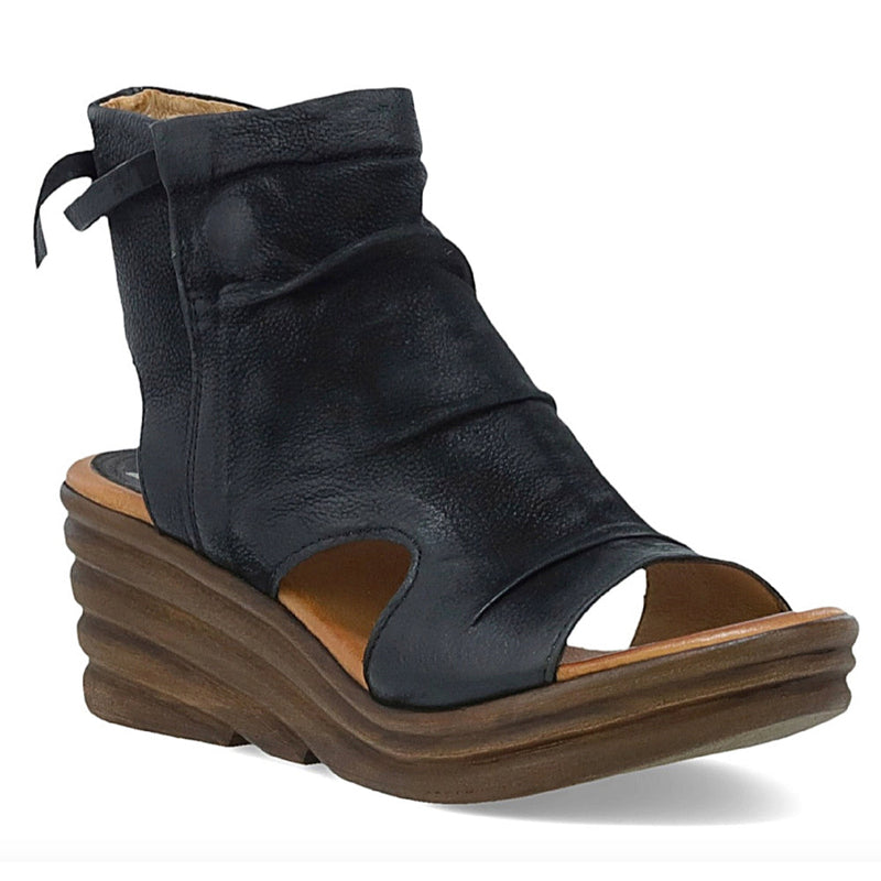 Miz Mooz Anna Wedge Sandal Womens Shoes Black