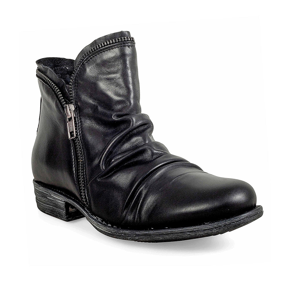 Miz Mooz Luna Ruched Ankle Boot Womens Shoes Black