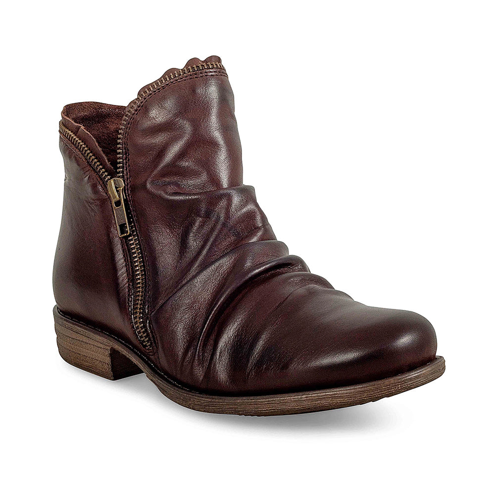 Miz Mooz Luna Ruched Ankle Boot Womens Shoes Brown