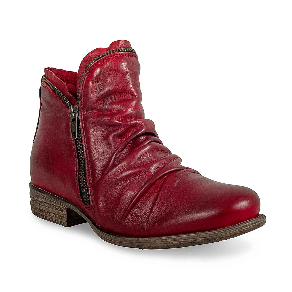 Miz Mooz Luna Ruched Ankle Boot Womens Shoes Red