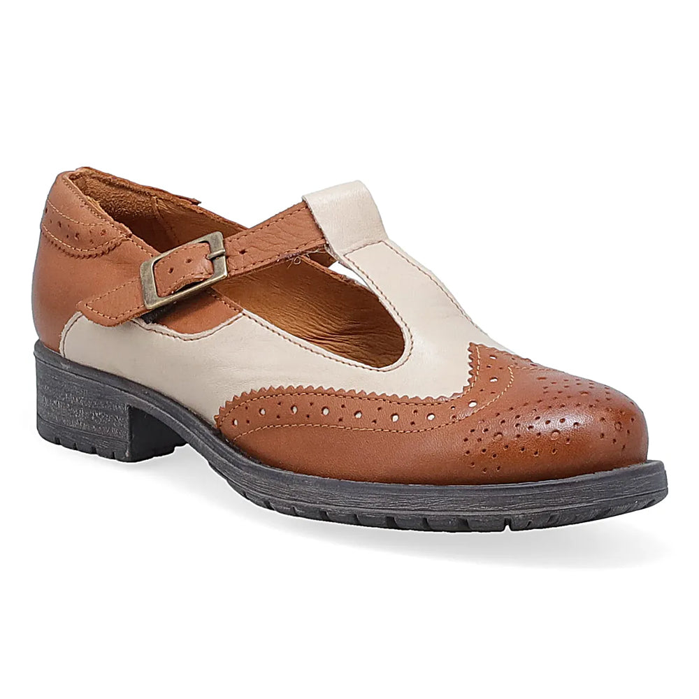 Miz Mooz Pippa Duet Womens Shoes Brandy/Cream