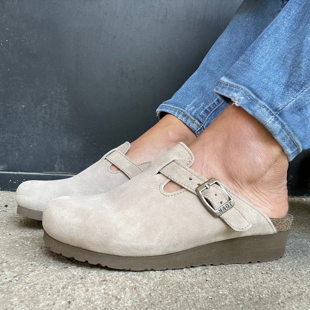 Naot Autumn Clog Shoe (4466) Womens Shoes Sand Stone Suede