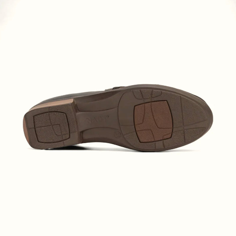 Naot Angin Black Leather Wood Brown Sole | Simons Shoes