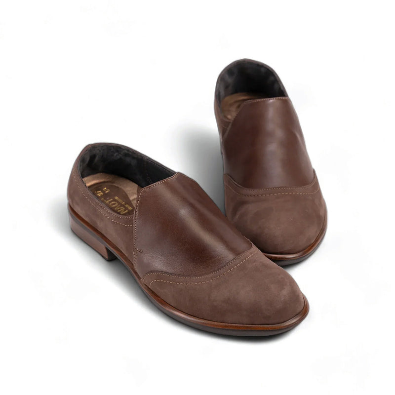 Naot Angin Black Leather Wood Brown Sole | Simons Shoes