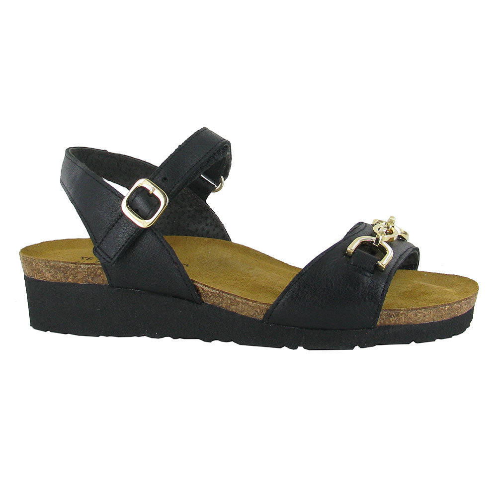 Naot Aubrey Back Strap Wedge (4472) Womens Shoes Soft Black Leather