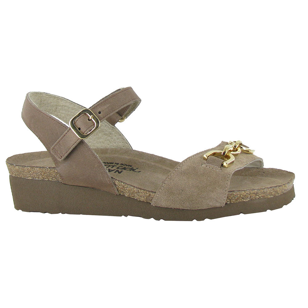 Naot Aubrey Back Strap Wedge (4472) Womens Shoes Almond/Oily Bark