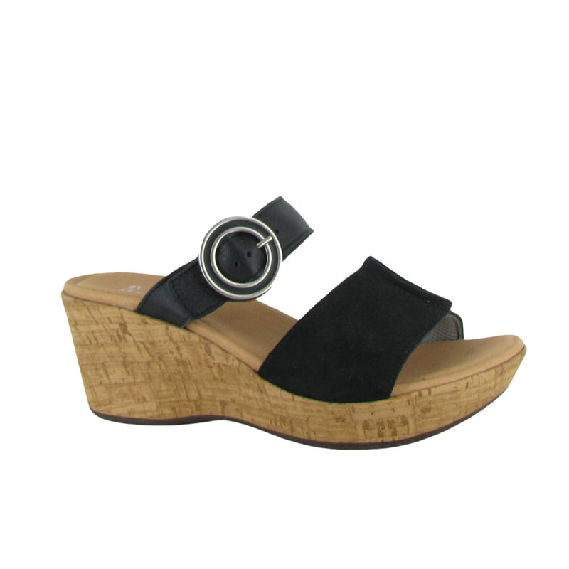 Naot Breezy Wedge Heel (112112) Womens Shoes Soft Black/Black Velvet