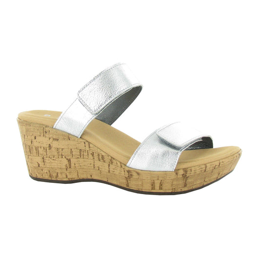 Naot Caveran Wedge Sandal (87003) Womens Shoes Soft Silver Leather