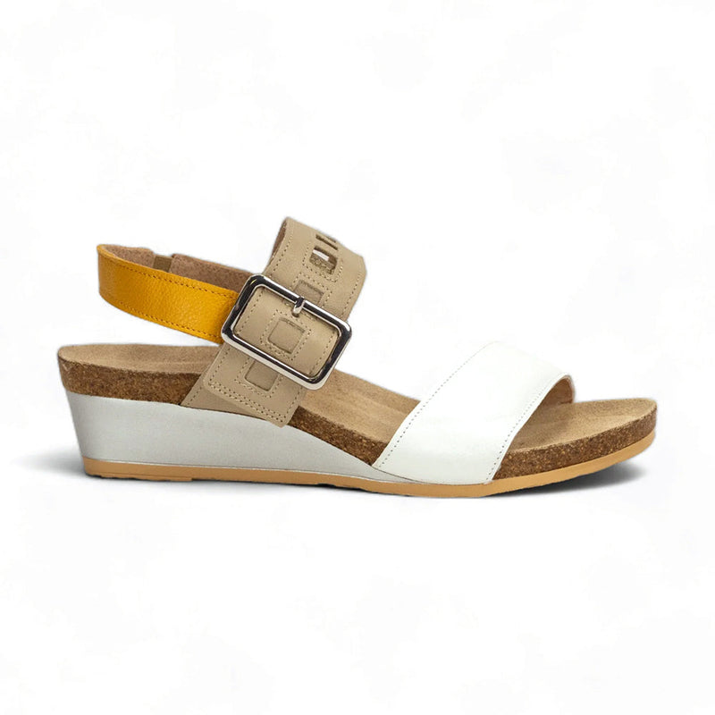 Naot Dynasty Sandal (5052) Womens Shoes White/Beige/Marigold