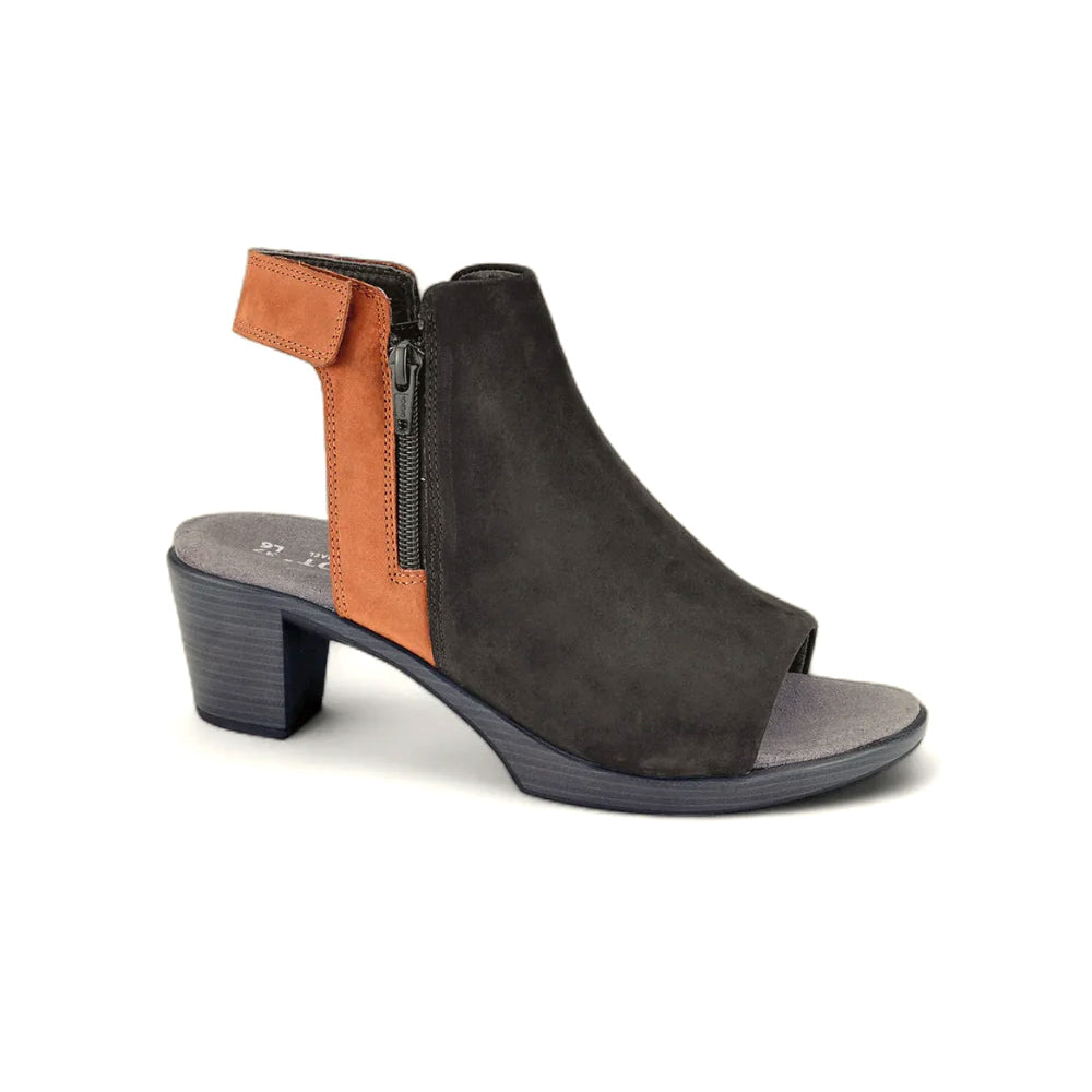 Naot Favorite Open Toe Bootie (44128) Womens Shoes Black Velvet/Hawaiian Brown