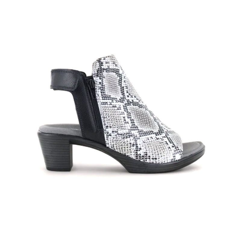 Naot Favorite Open Toe Bootie (44128) Womens Shoes Grey Cobra and Black Leather