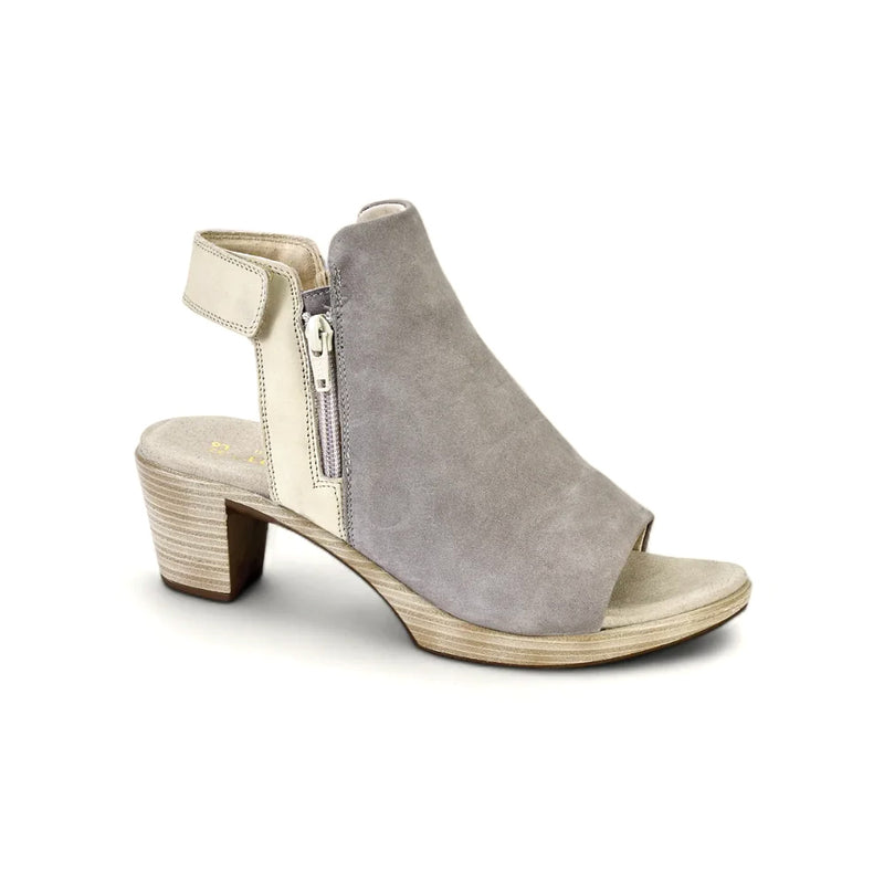 Naot Favorite Open Toe Bootie (44128) Womens Shoes Light Grey Beige Nubuck and Leather
