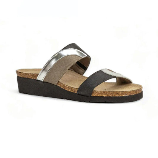 Naot Frankie Slide (4026) Womens Shoes Silver Mirror/Gloss Black