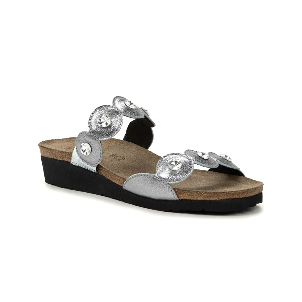 Naot Hailey Slide Womens Shoes Dark Pewter Leather