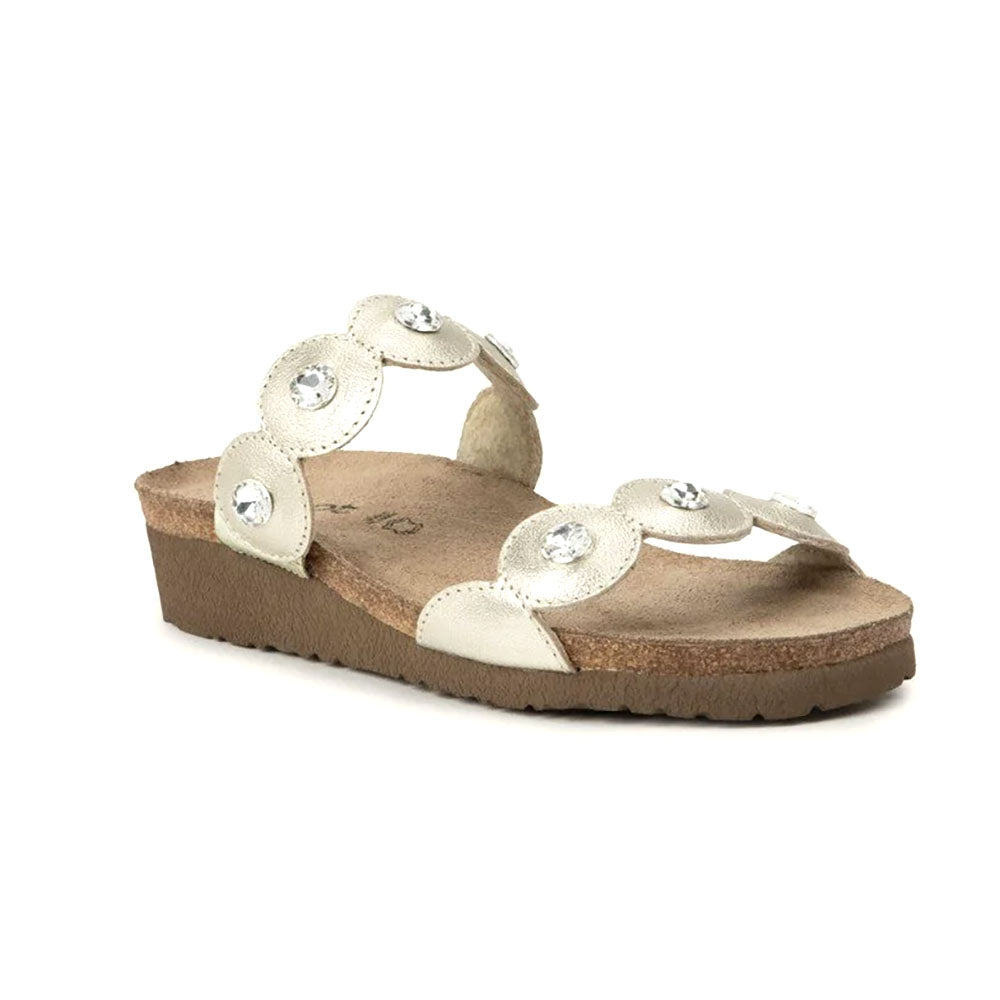 Naot Hailey Slide Womens Shoes Radiant Gold Leather