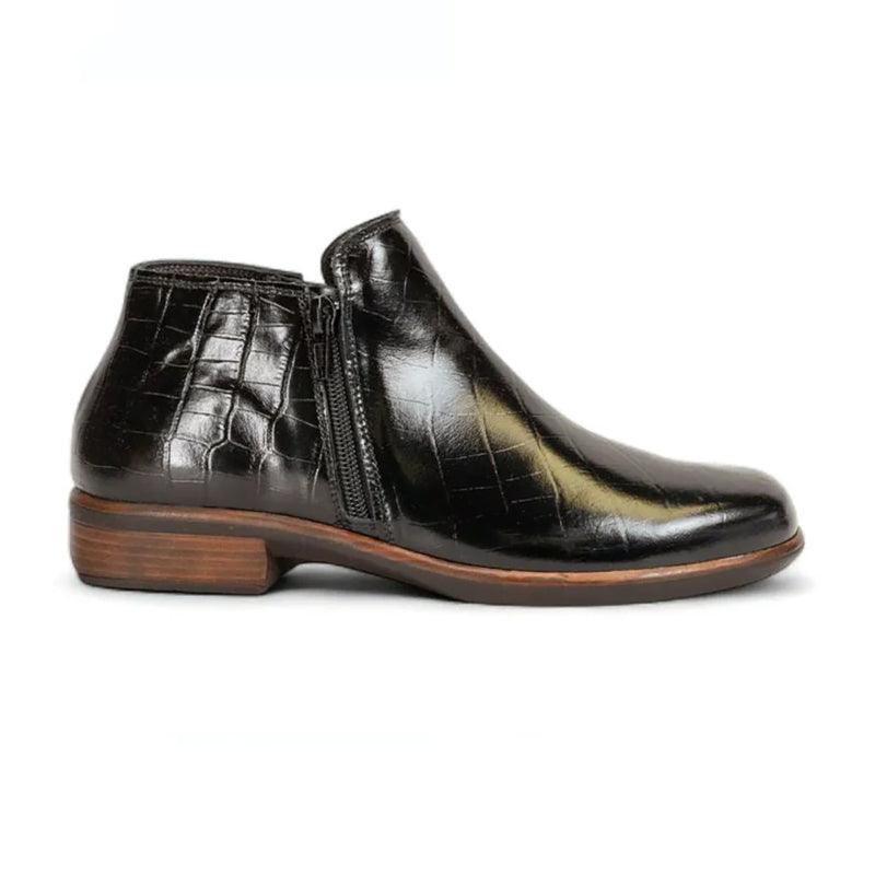Naot Helm Bootie (26030) - Black Croc Leather Womens Shoes
