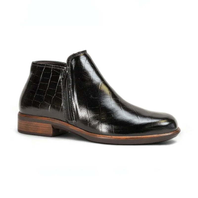Naot Helm Bootie (26030) - Black Croc Leather Womens Shoes Black Croc Leather