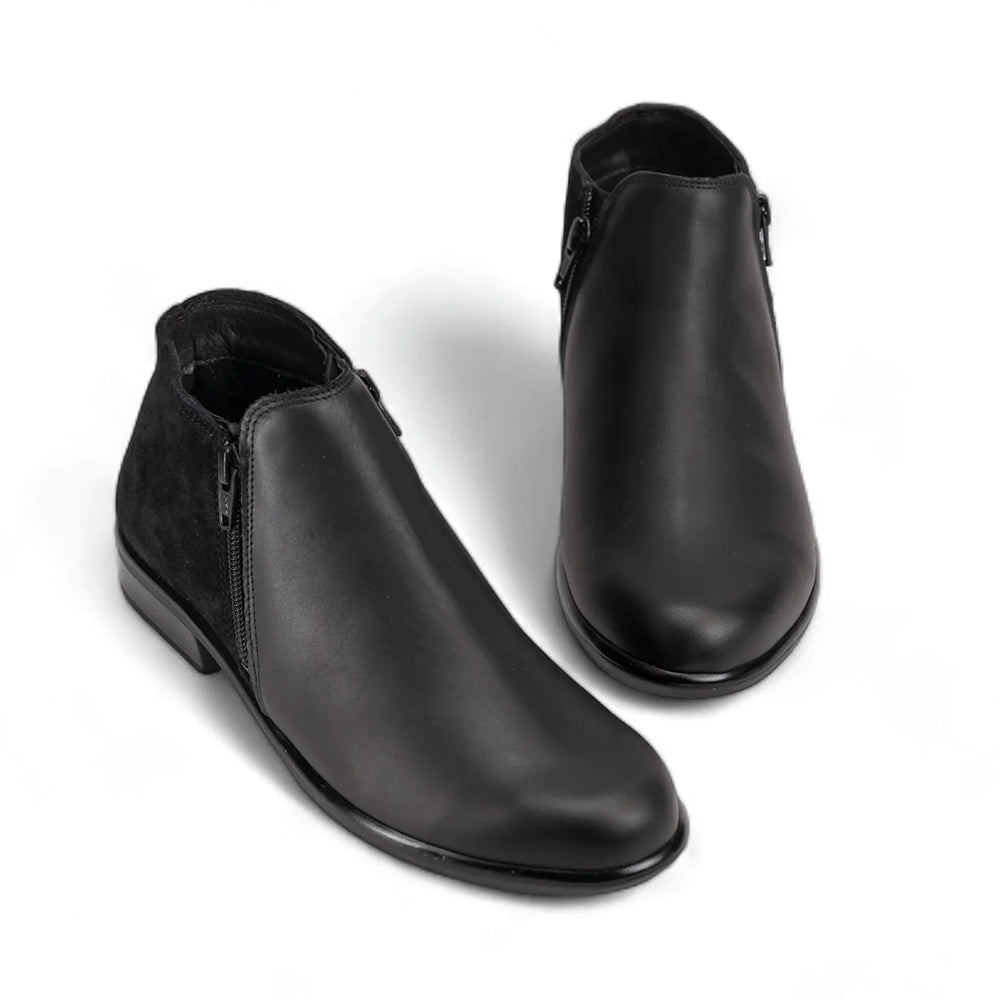 Naot Helm Bootie (26030) - Ink Leather/Midnight Blue Suede Womens Shoes