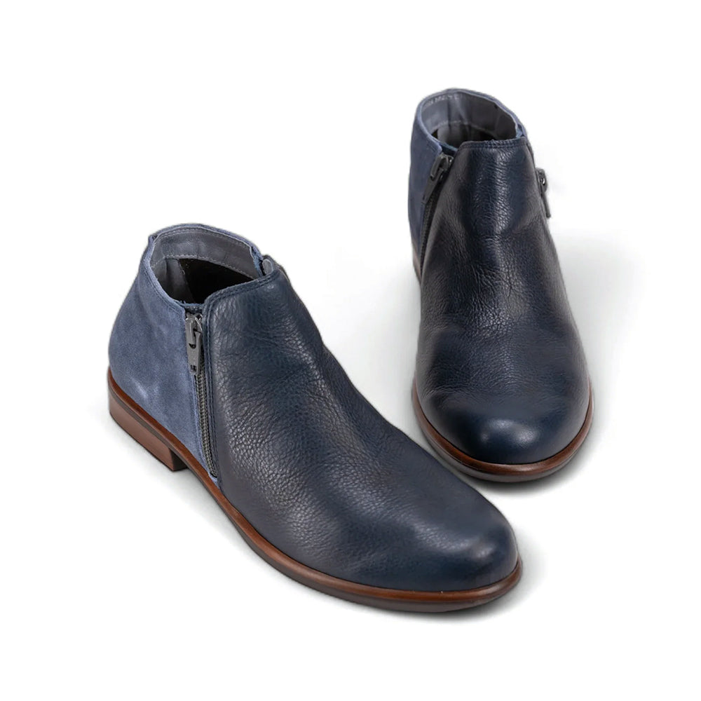 Naot Helm Bootie (26030) - Ink Leather/Midnight Blue Suede Womens Shoes