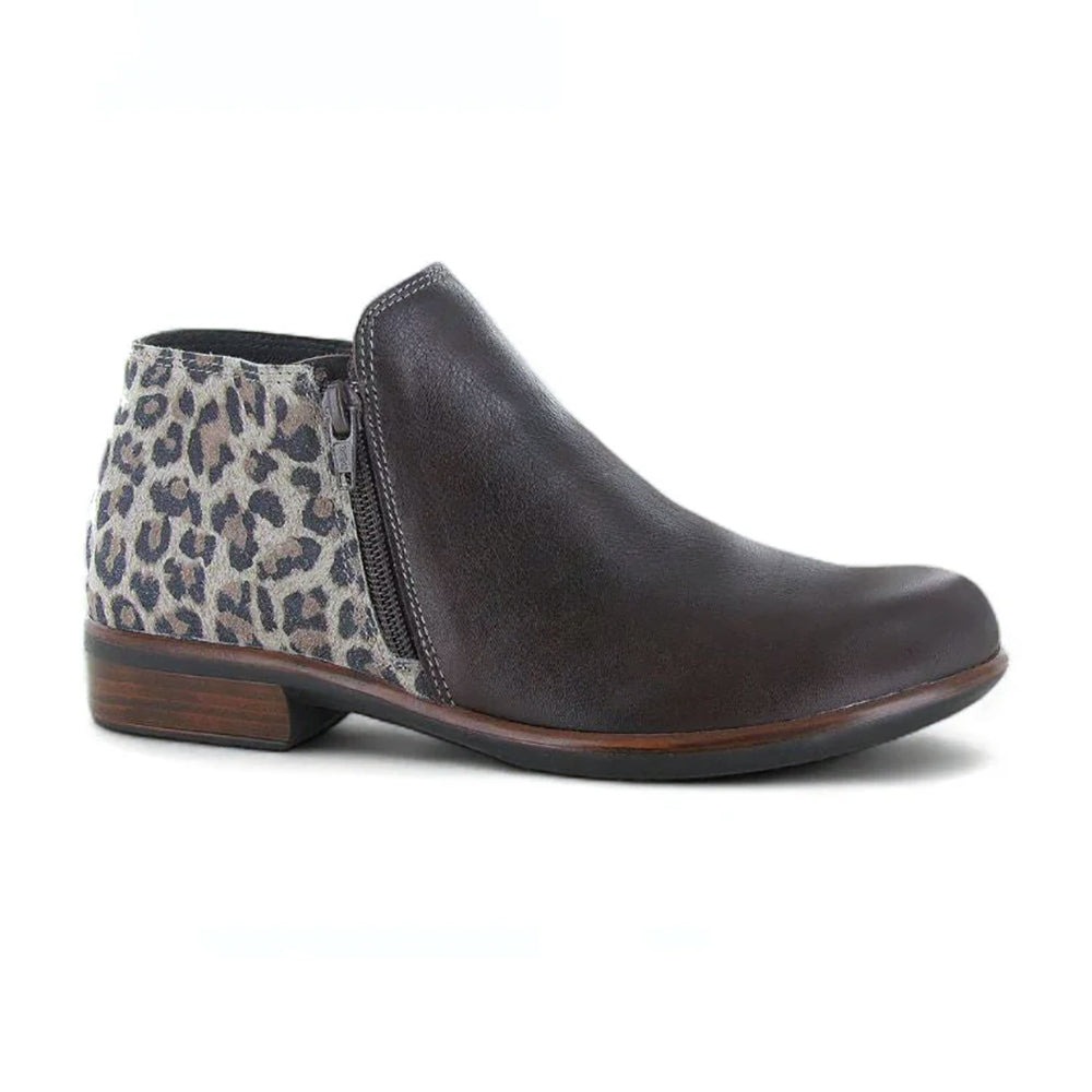 Naot Helm Bootie (26030) - Cheetah Suede/Soft Brown Leather Womens Shoes Cheetah Suede/Soft Brown Leather