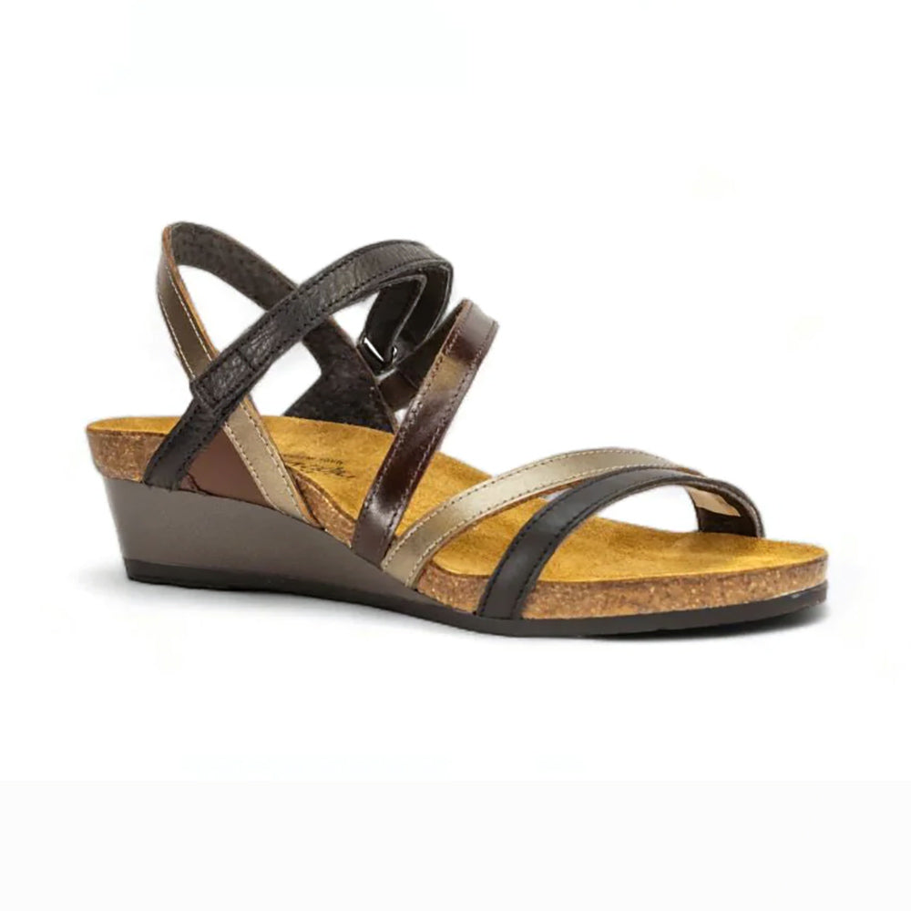 Naot Hero Wedge Sandal (5047) Womens Shoes Jet Black/Pewter/Walnut/Soft Black