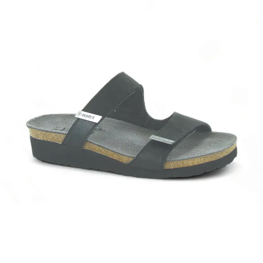 Naot Jacey Wide Slide (7305) Womens Shoes Black Velvet/Black Raven/Sterling