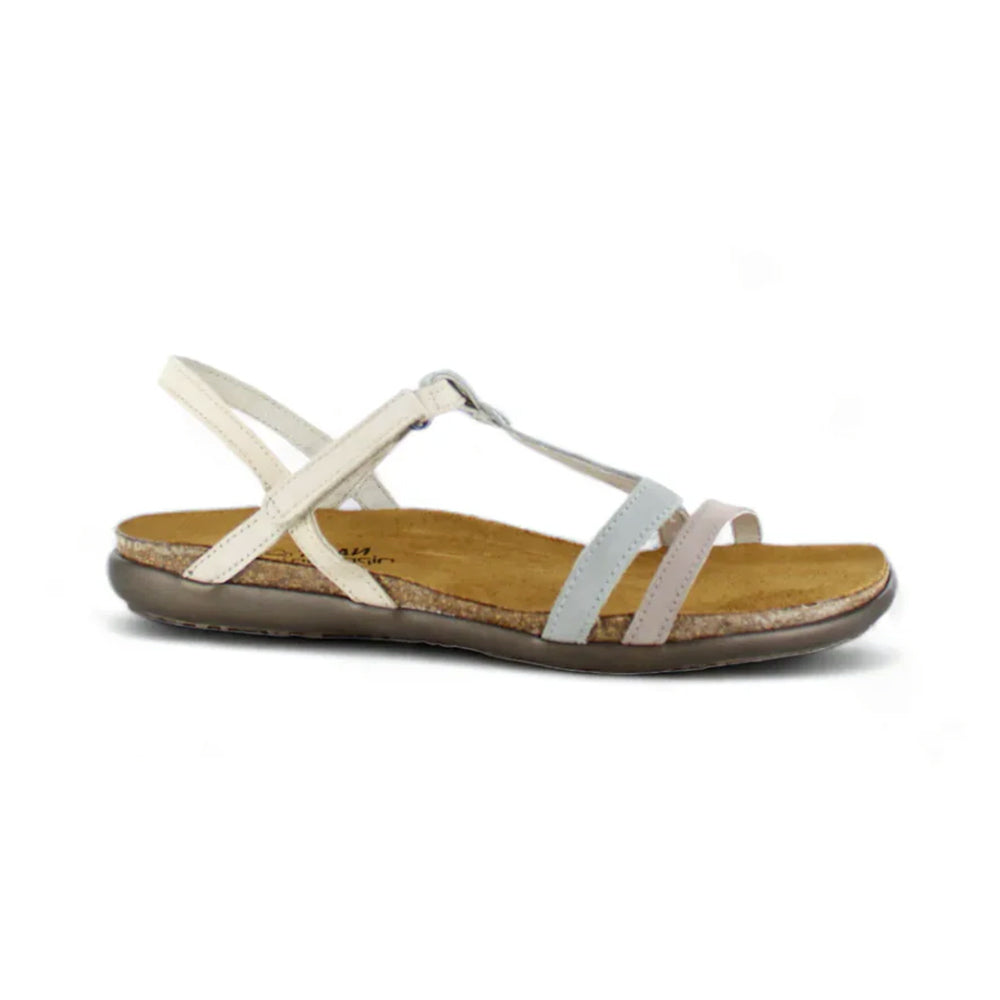 Naot Judith T-Strap Sandal (7349) Womens Shoes Stone Nubuck/Light Gray Nubuck/Beige Nubuck