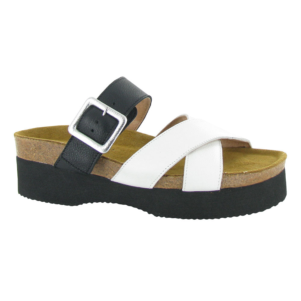 Naot Juliette Wedge Sandal (8801) Womens Shoes soft white / soft black