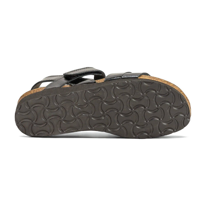 Naot Kayla Black Luster Adjustable Leather Sandal | Simons Shoes